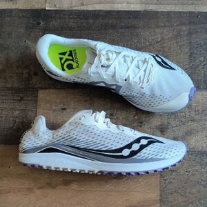 Saucony Kilkenny XC8 W-Flat White Racing Track Shoes Sz 8 Women